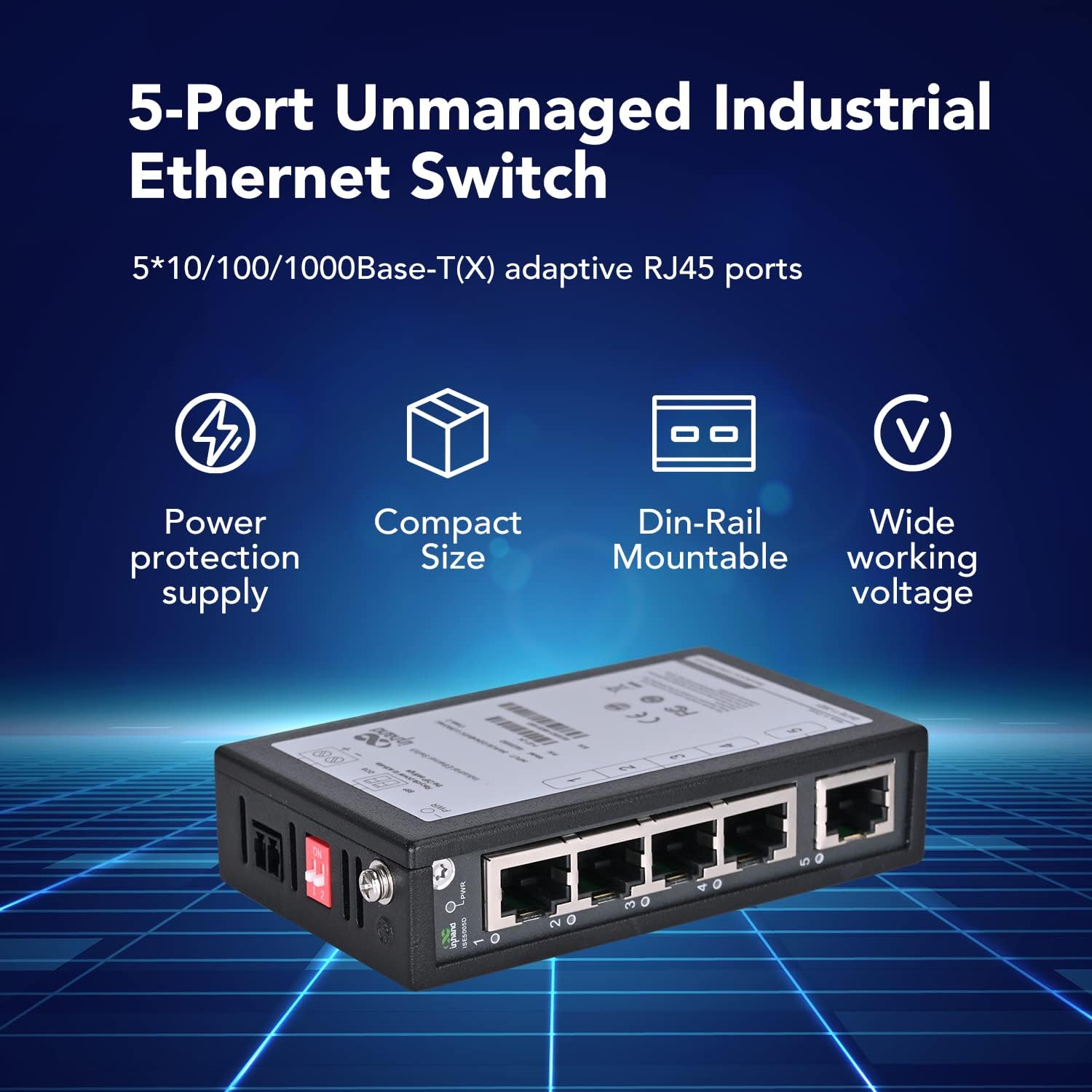 InHand Networks 3-Port Unmanaged Industrial Ethernet Switch, 2*10/100 Base-T(X), 1*100Base-FX, Single Mode Dual SC Fiber, 1.6Gbps Switching Capacity, IP30, Wide Temperature and Voltage, up to 20KM. Pack of 2