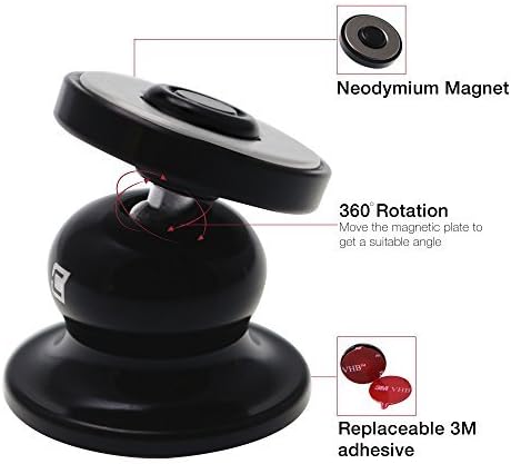 Caseco Core 360 Magnetic Car Mount Phone Holder - Worlds Smallest Universal Car Smartphone Holder - Installs On Any Flat Surface - Full Rotation - Compact, Sleek Design With Heavy Duty Magnet and Adhesive Pack of 2