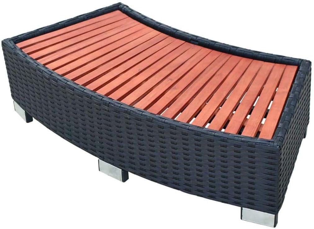 vidaXL Spa Step Poly Rattan Patio Hot Tub Bathtub Pool Footstep Black/Gray