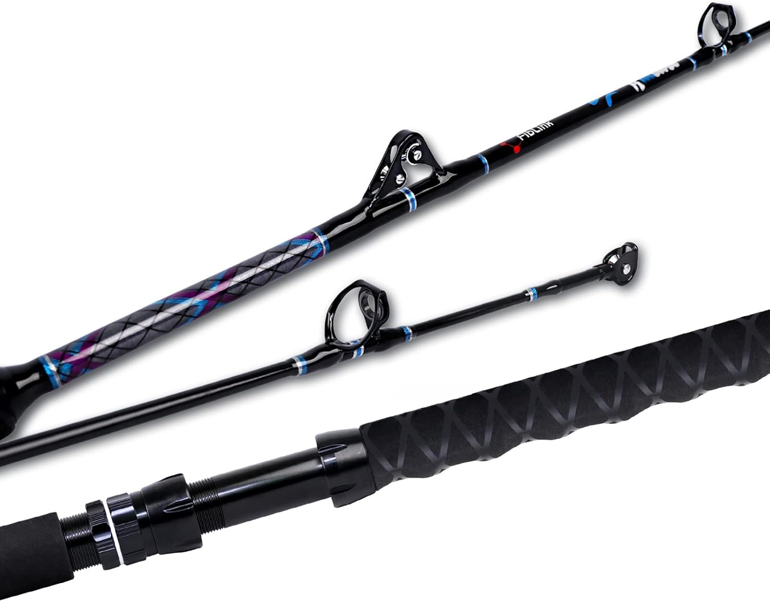 Fiblink 1-Piece Trolling Rod Saltwater Deep Dropper 6-Feet Big Game Rod Conventional Boat Fishing Pole Pack of 2