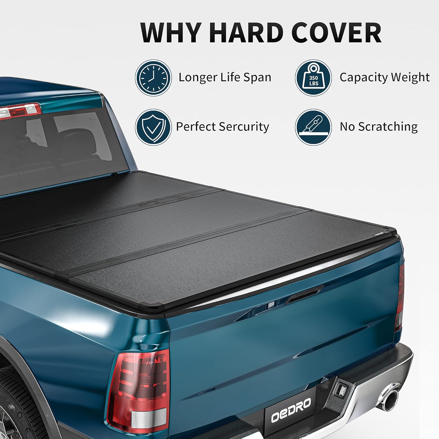 oEdRo Hard Tri-fold Truck Bed Tonneau Cover Compatible with 2009-2022 Dodge Ram 1500 (Classic & New), 5.6 ft Bed w/o RamBox