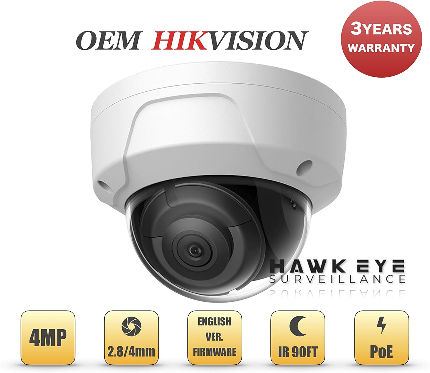 4MP PoE Security IP Camera - Compatible with Hikvision Performance Series DS-2CD2143G0-I Mini Dome EXIR Night Vision 2.8mm Fixed Lens H.265+ 3 Year Warranty Also Compatible with DS-2CD2143G0-I