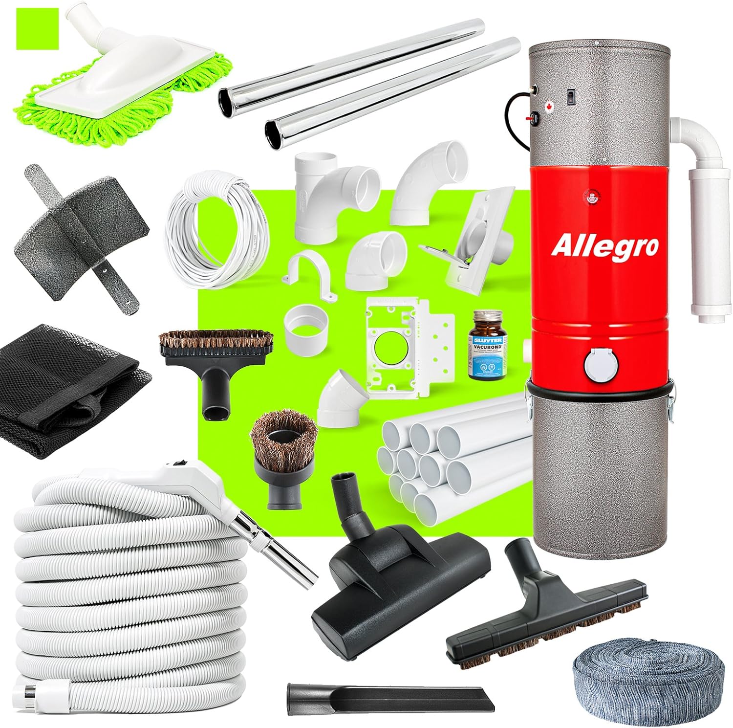 Allegro Central Vacuum Complete Air Package with 3 Inlet Kit Installation Kit
