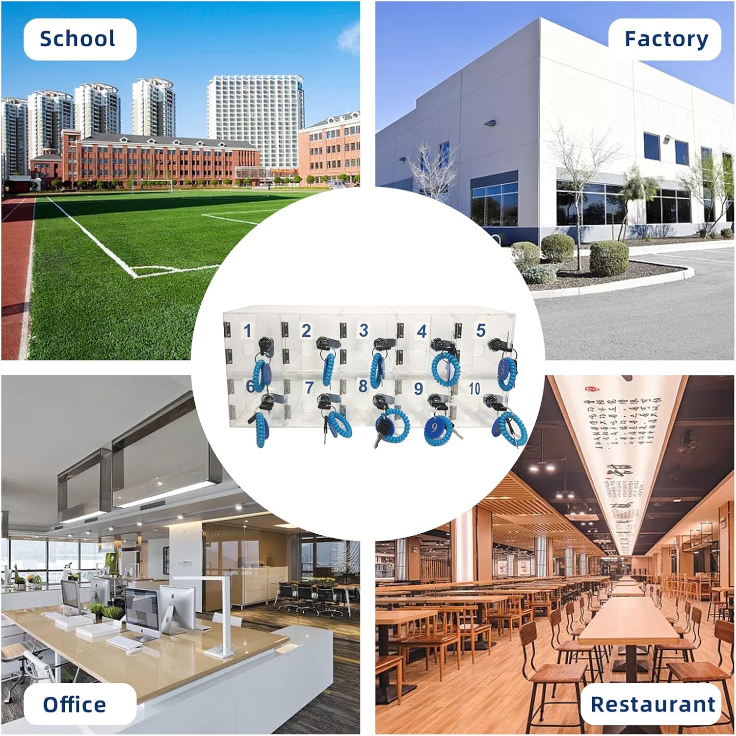 Cell Phone Lock Box, Wall-Mounted Acrylic Cell Phones Storage Cabinet Storage Locker Box with Door Locks and Keys for Classroom Office Employees