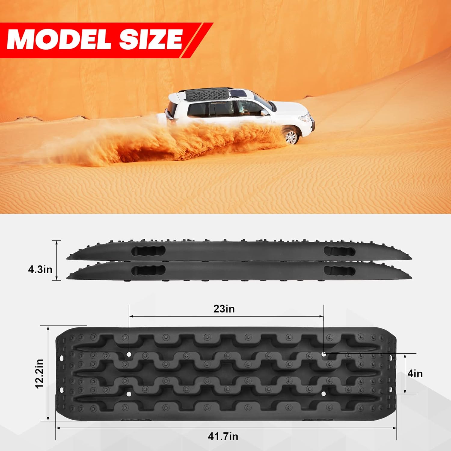 VIGAL Recovery Traction Boards Off-Road Truck, Cars, Sand, Snow, Mud,4X4 Recovery Traction Mats for Tire Traction Track Tool & Vehicle Pack of 2