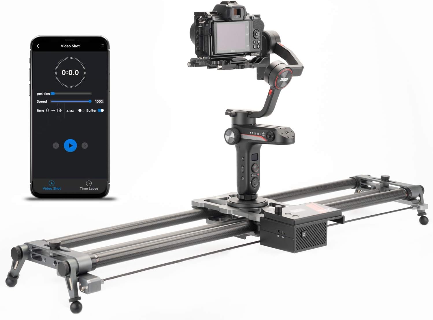 YC Onion Motorized Camera Slider 60cm/23''with APP Control Carbon Fiber, Works with Zhiyun WEEBILL-S/WEEBILL LAB/Crane 3 LAB/Crane 3S/Crane 2S/Crane 2/Crane-M2 and Ronin-S/RS 2 Stabilizer