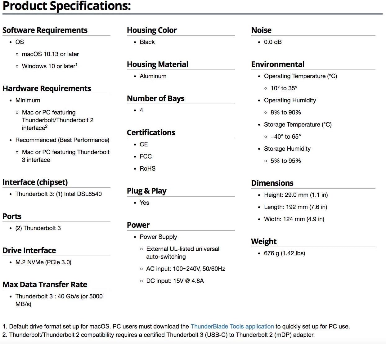 OWC 1.0TB ThunderBlade Ultra High-Performance Gen 2 Thunderbolt 3 Storage Solution, (OWCTB3TBV4T01)