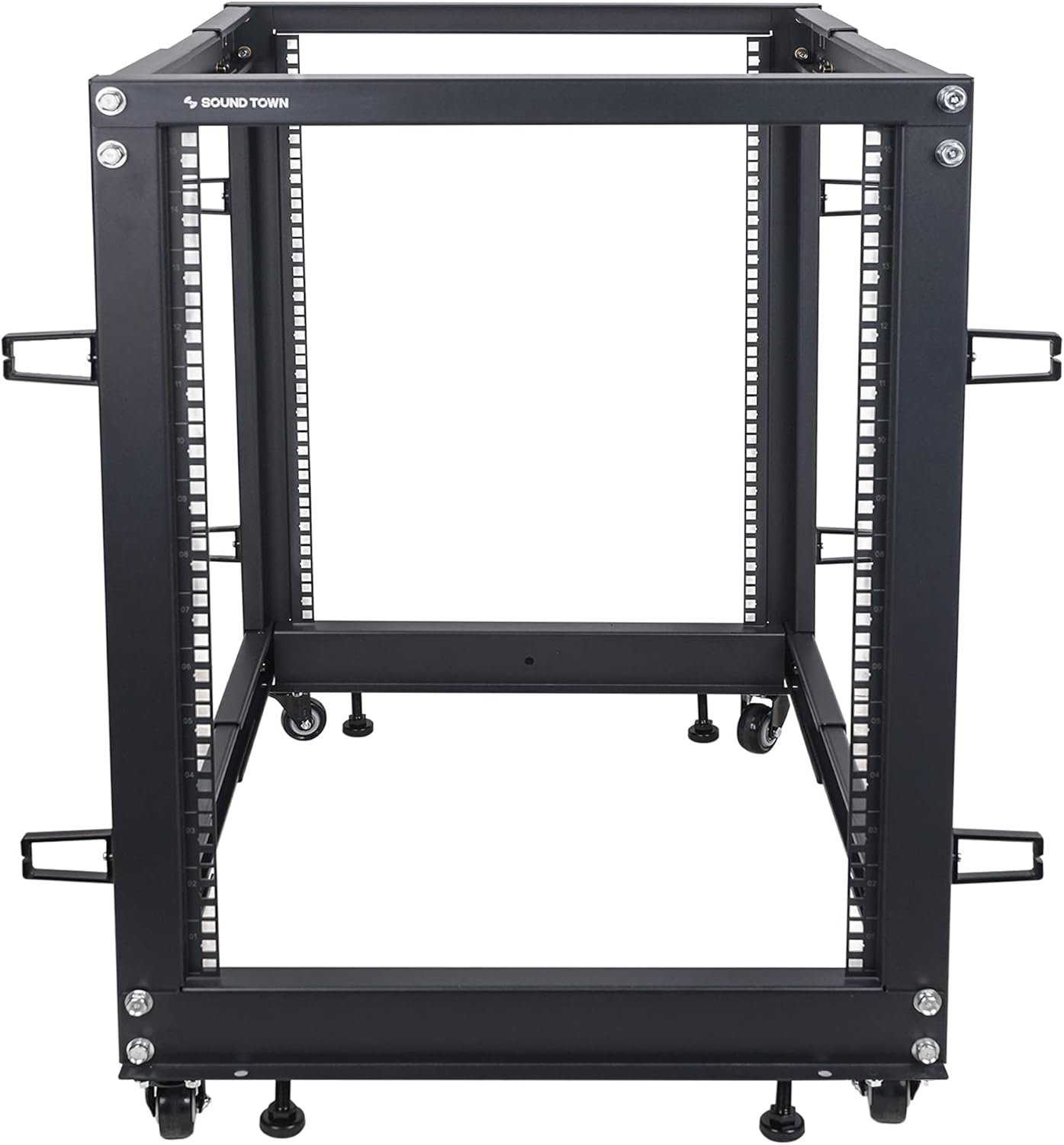 Sound Town 4-Post 15U Open Frame Sever and Network Equipment Rack with Adjustable Depth 22