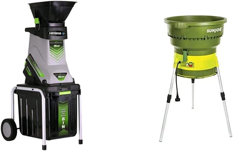 Earthwise GS70015 15-Amp Garden Corded Electric Chipper, Collection Bin