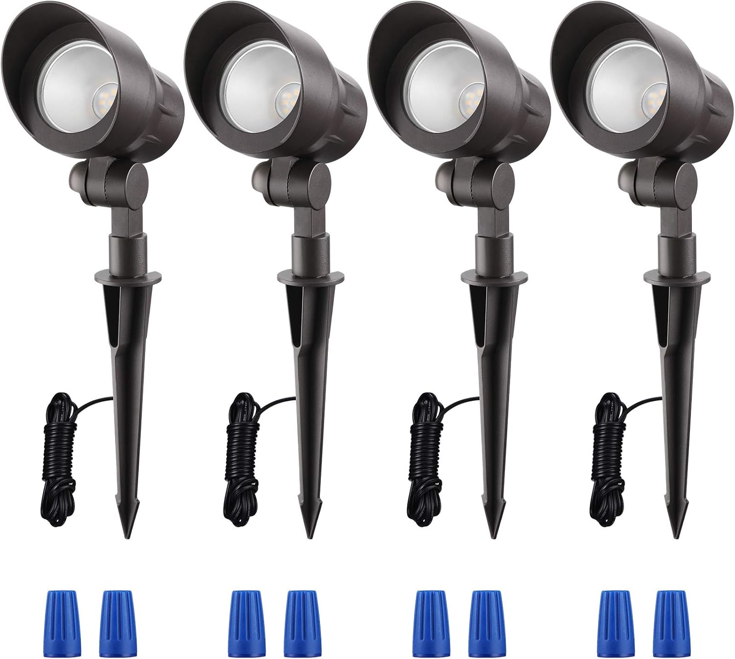 LEONLITE 4W LED Landscape Spotlight, AC/DC 12V Low Voltage Garden Lights, IP65 Waterproof Non-Dimmable, ETL Listed, Bronze Aluminum Housing, 5000K Daylight, Pack of 4 Pack of 2