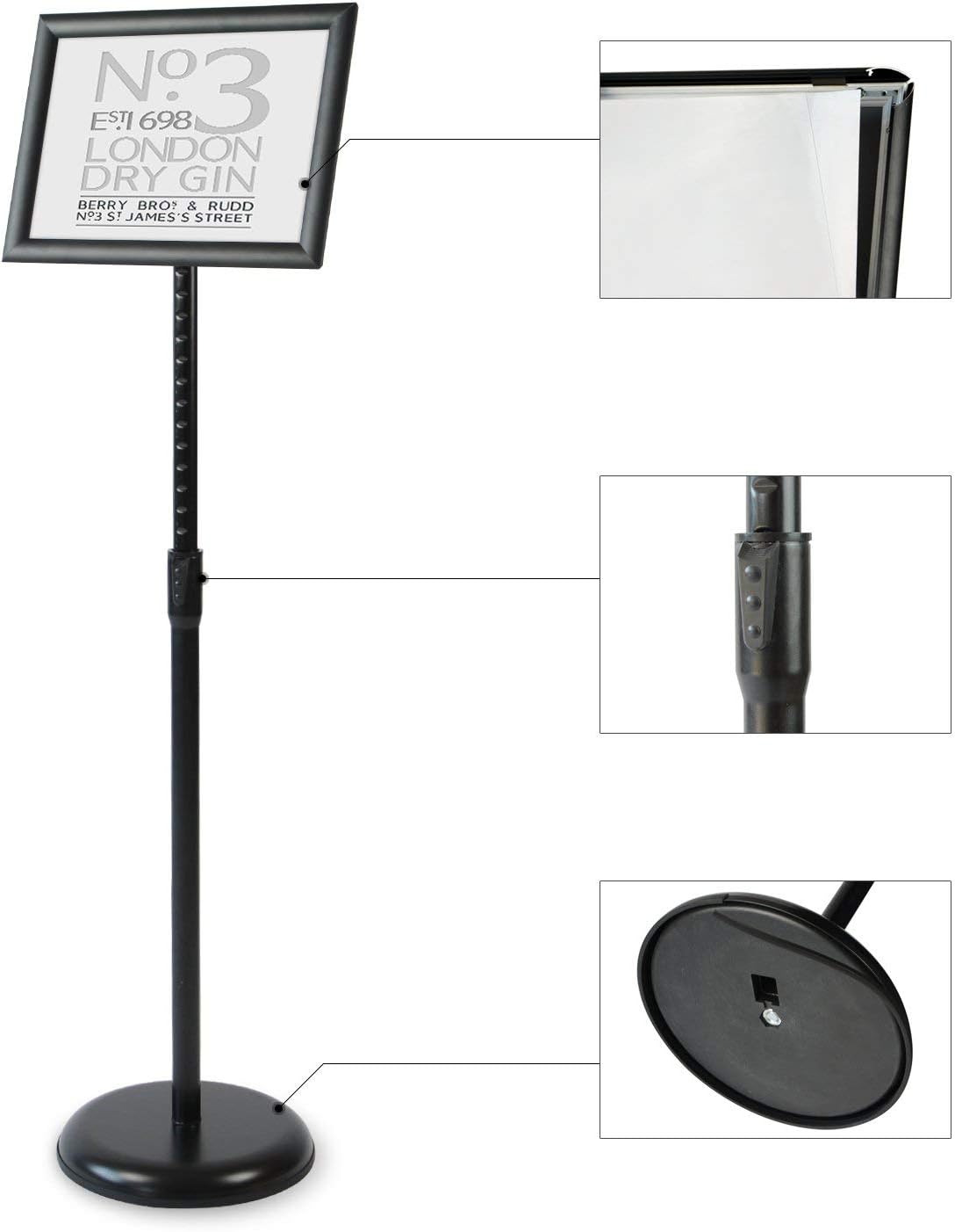Klvied Heavy Duty Pedestal Poster Sign Stand, Adjustable Aluminum 11