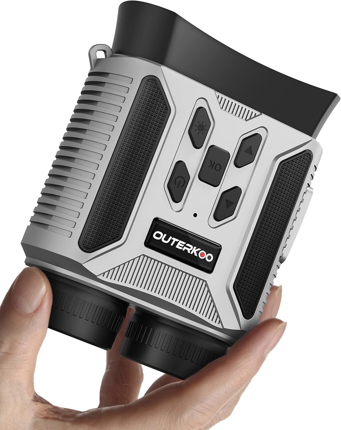 OUTERKOO Night Vision Goggles [Military Tactical] for Adults [IR Illuminator] [Hunting] 8X Digital Zoom Infrared Binoculars with 2.4’’ Screen, Save Photos&Video with Audio, 32GB, Grey