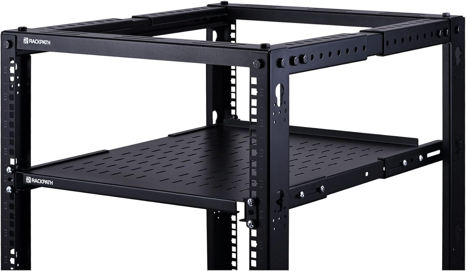 RackPath 1U Adjustable Server Rack Shelf – Rack Mount 4 Post Adjustable from 21.65 – 30.8 Inches –242lbs Capacity Pack of 2