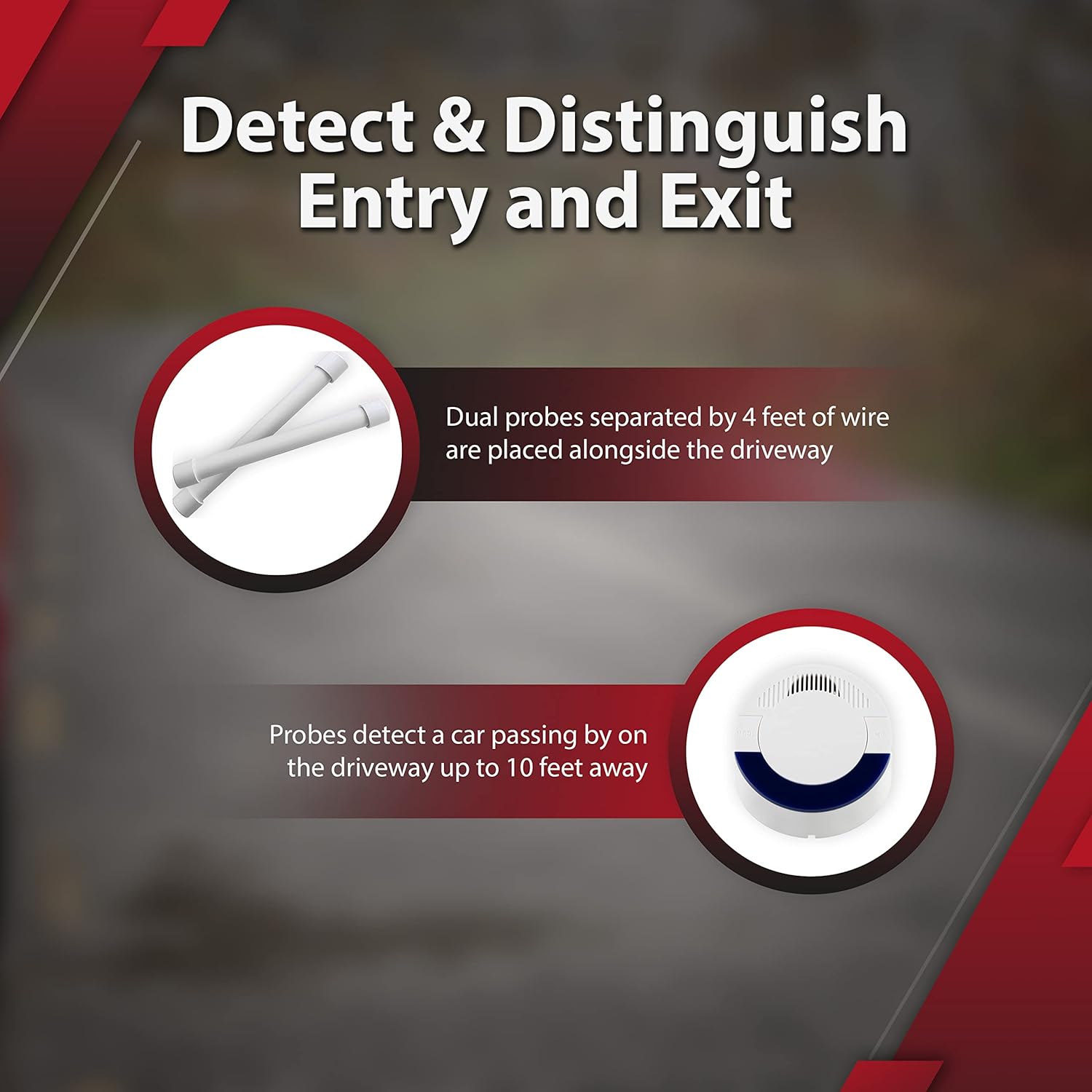 Dakota Alert DUAL-4000 Security System | Combines DAPT-4000 Driveway Alarm Transmitter with DCR-4000 Receiver | Has 2 Probes to Detect Vehicles Coming & Going up to 1 Mile Away*