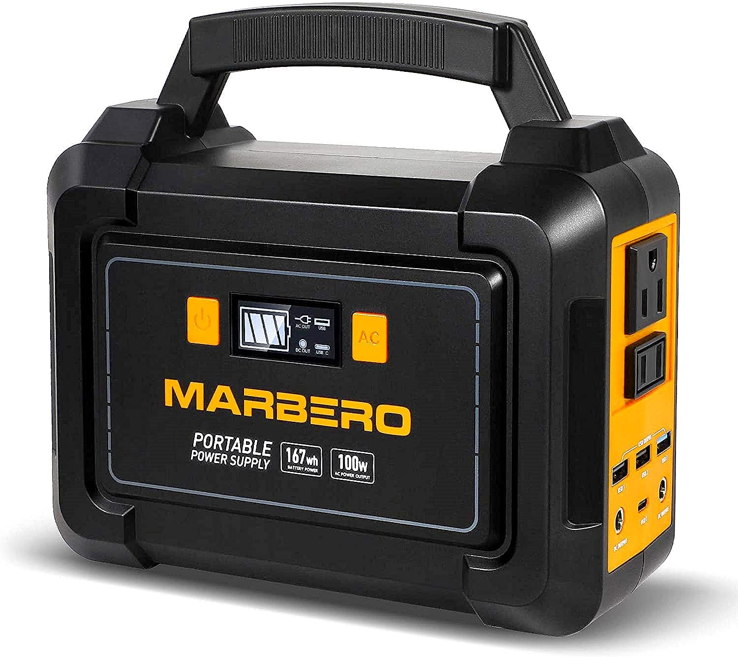 MARBERO 167Wh Portable Power Station, 45000mAh Solar Generators Lithium Battery Power Supply with 110V AC Outlet, 2 DC Ports, 4 USB Ports, LED Flashlights for CPAP Home Camping Emergency Backup