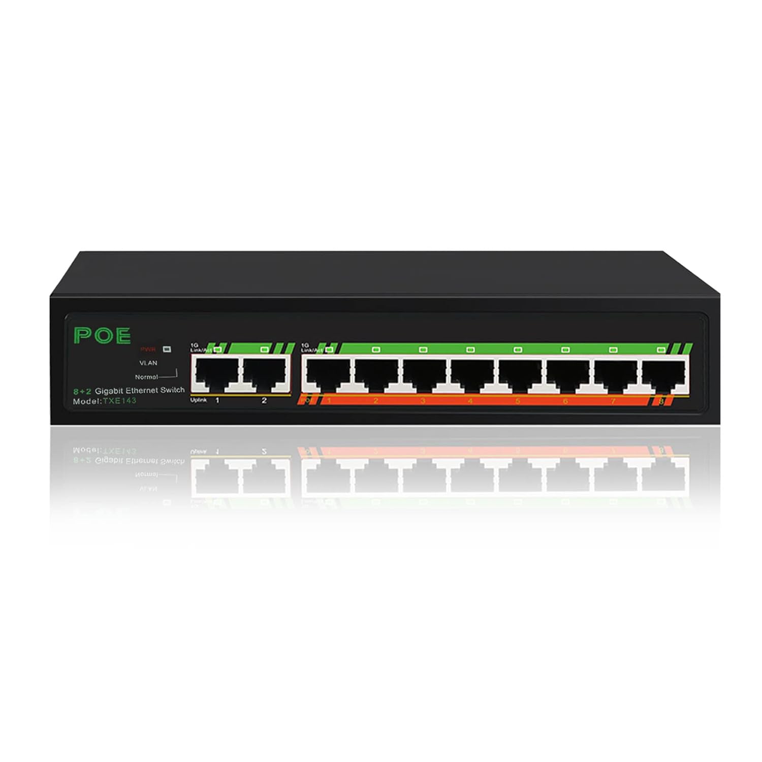 TEROW 10 Port Gigabit PoE Switch Ethernet Network Switch | 8 Port PoE 120W | Unmanaged Ethernet Splitter | 802.3af Compliant | Plug & Play | Sturdy Metal| Fanless Quiet | Traffic Optimization Pack of 2