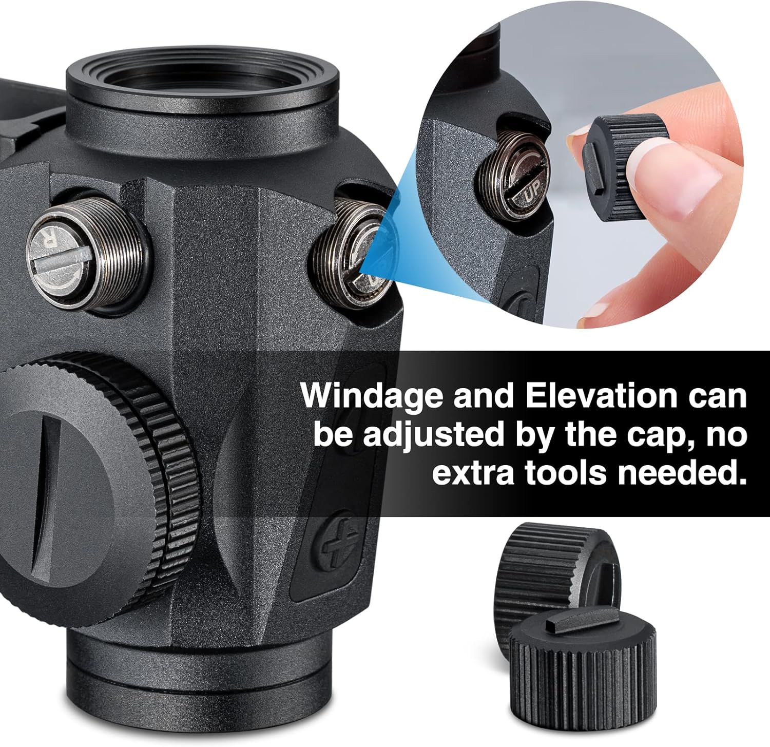 CVLIFE 2 MOA Red Dot Sight Auto On & Off 1x20mm Compact Motion Awake Reflex Sight with Flip Lens Covers, Low Profile and Absolute Co-Witness Mount, Black Pack of 2