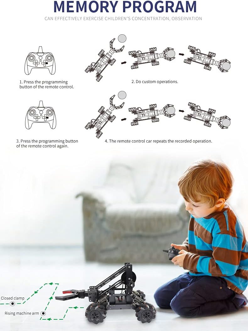 VANLINNY Robot Arm Kit and Remote Control Excavator,3-in 1 Science Kits with 4-DOF Robotic Car,Electronic Programming DIY Toy for Kids Ages 12+,Promotes STEM Interest in Science,Technology.