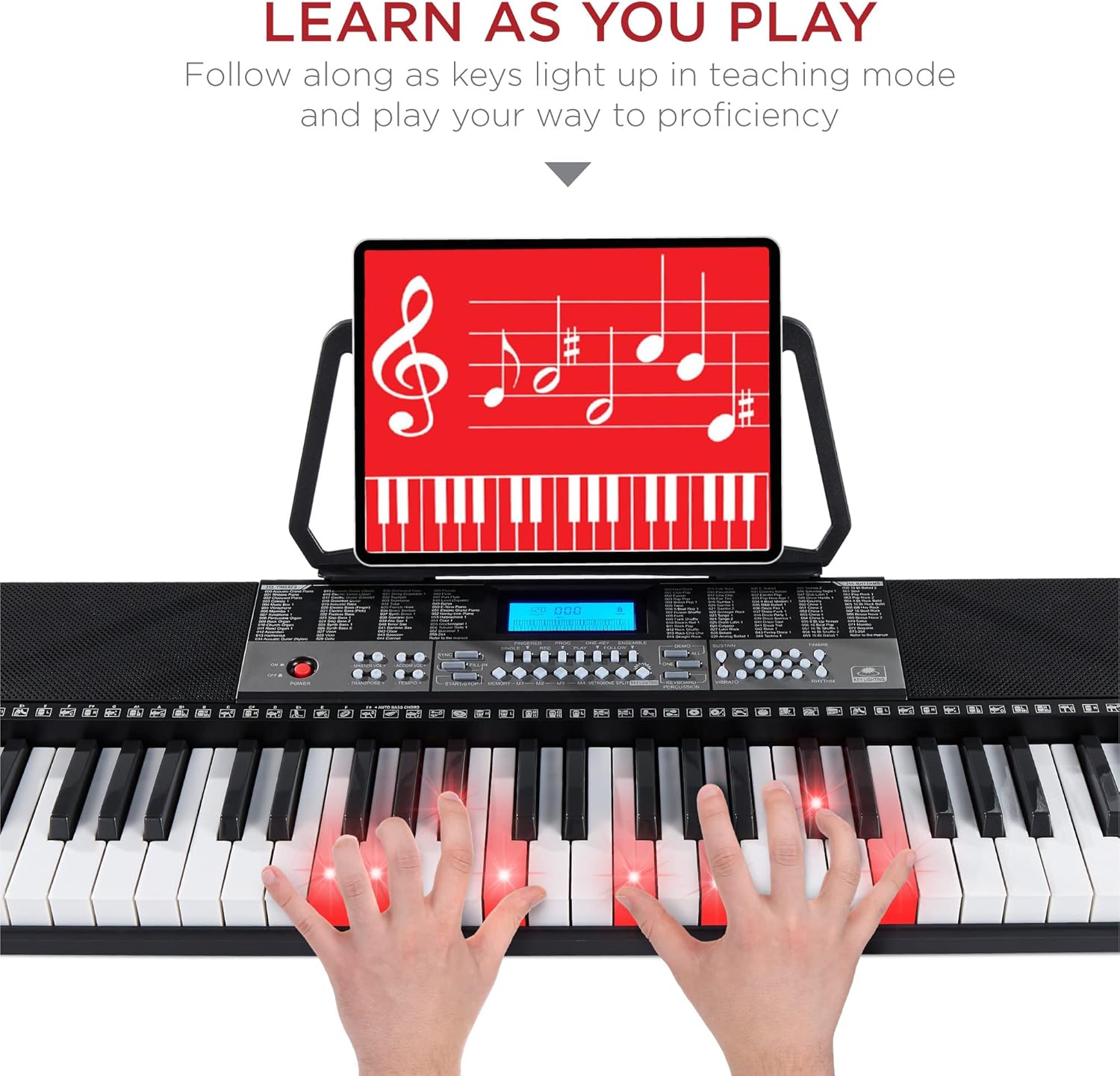 Best Choice Products 54-Key Beginners Electronic Keyboard, Portable Piano Set w/Lighted Keys, LCD Screen, 3-Teaching Modes, Music Sheet Stand, Built-in Speakers Pack of 2