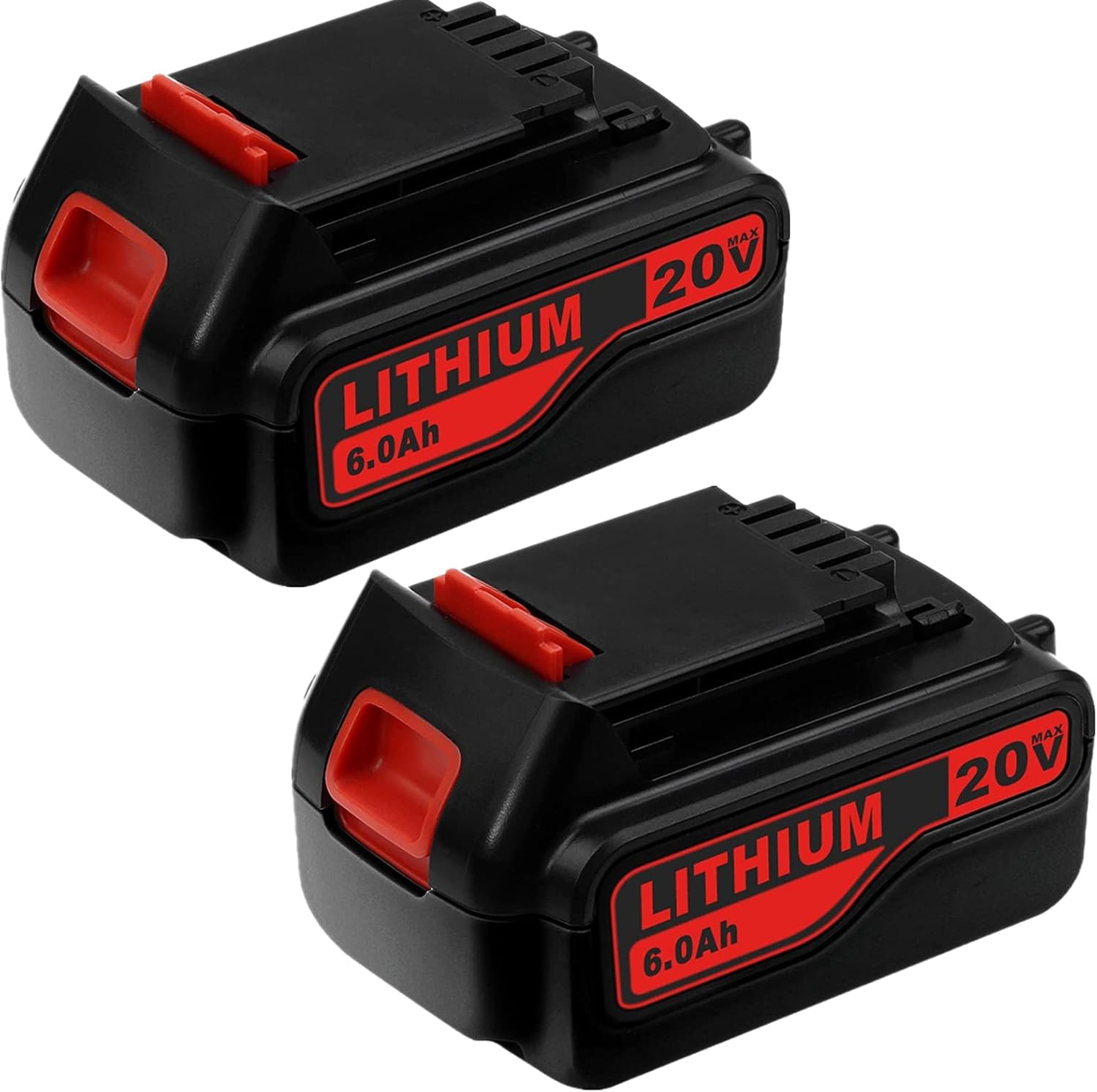 2 Pack 6.0Ah LBXR20 Battery Replacement for Black and Decker 20V Battery Max Lithium Ion LB20 LBX20 LST220 LBXR2020-OPE LBXR20B-2 LB2X4020 LB2X4020-2 Cordless Tool Battery Pack of 2
