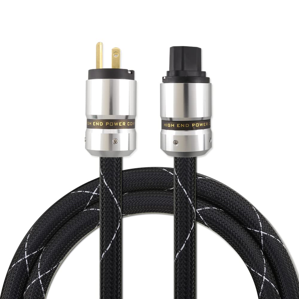 Tertullus 12AWG HiFi Powe Cord 125V 15A 3-Prong Audiophile Power Cable Highend Audiophile AC Power Cable with US Connector Plug(1.5M / 4.92FT) Pack of 2