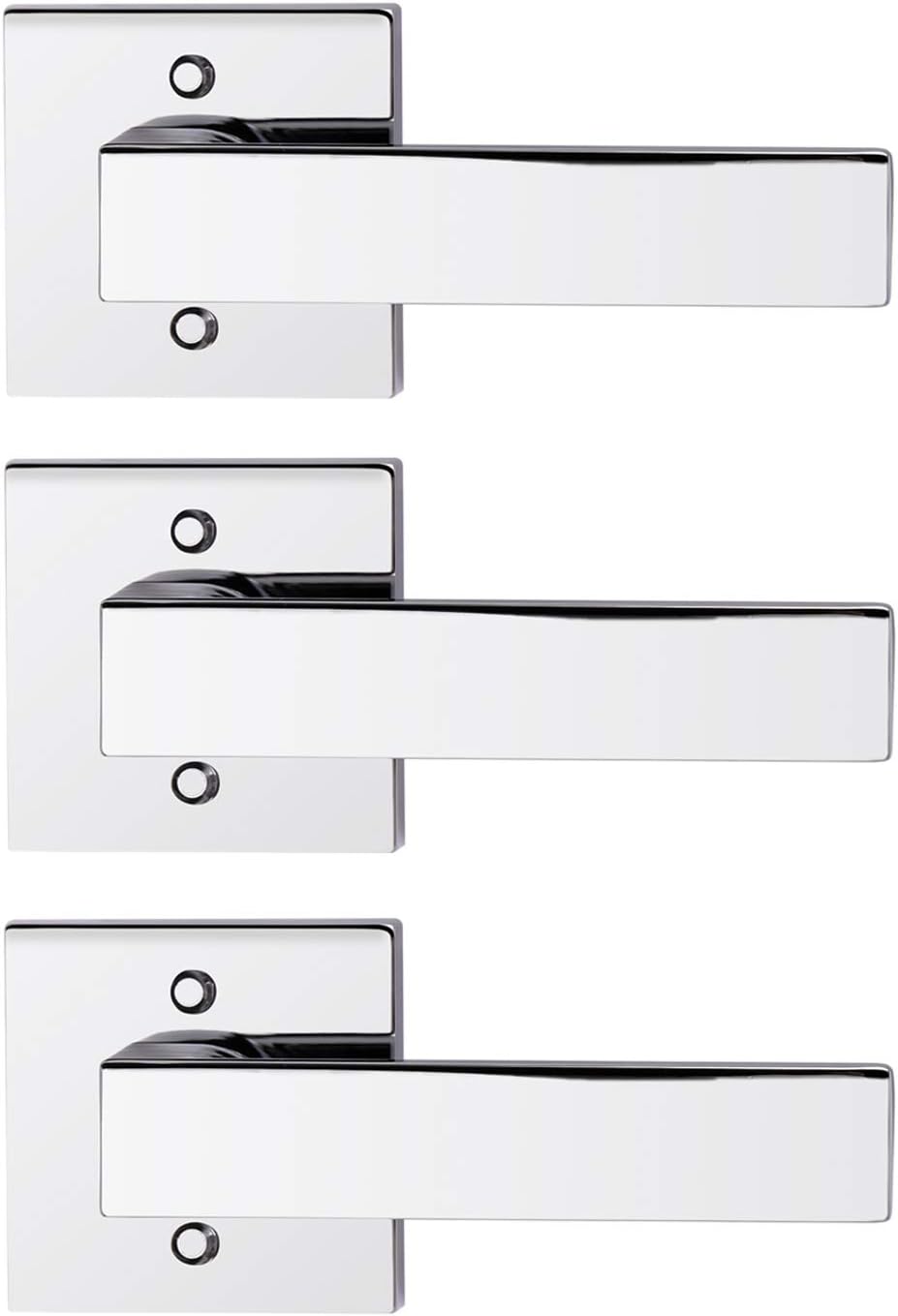 Gobrico Polished Chrome Bed/Bath Levers Square Privacy Locks 5 Pack