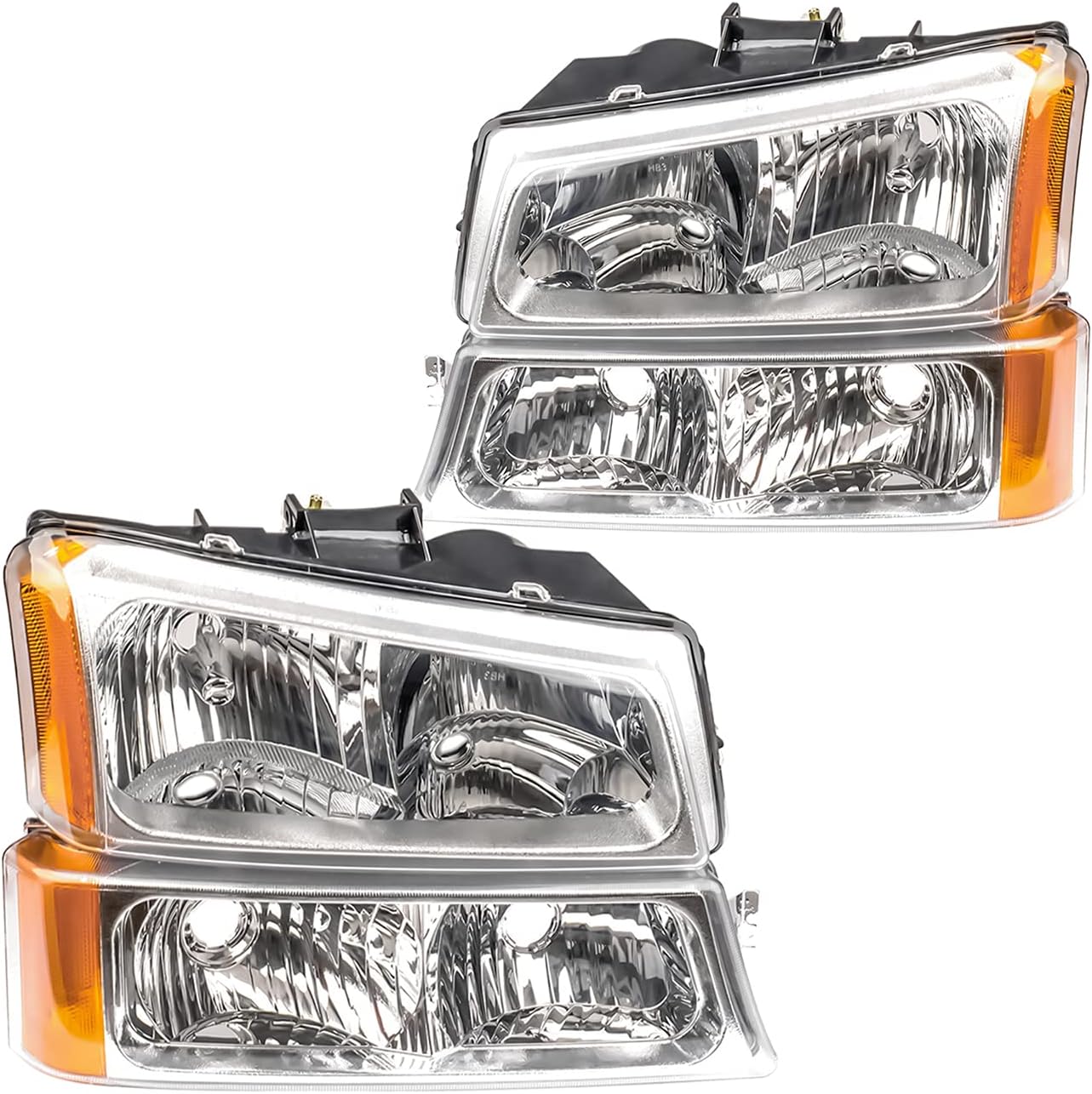 APSVE Headlight Assembly compatible with 1999-2002 Chevy Silverado 1500/2500/3500, 00-06 Tahoe Suburban, Smoke Lens Pack of 2