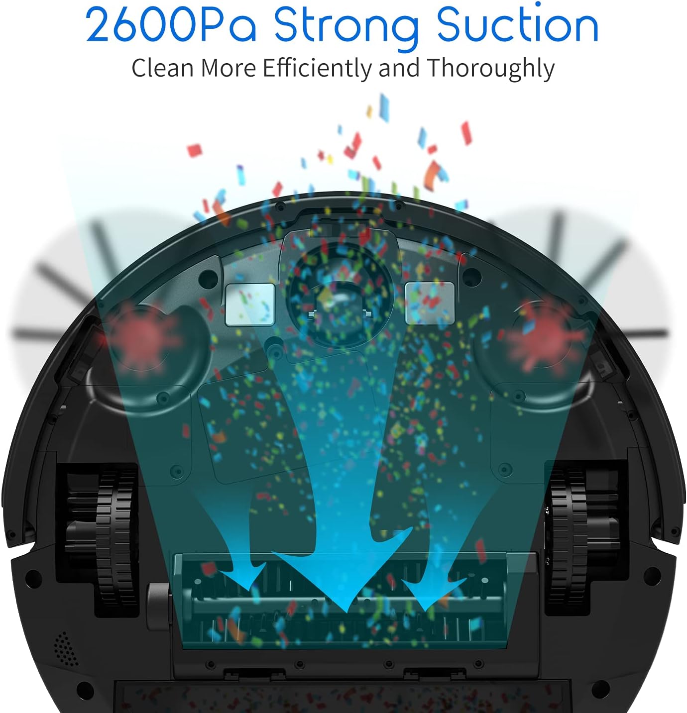 Robot Vacuum Cleaner, 2600Pa Strong Suction Power Robotic Vacuums, WiFi Connected, App Control, Works with Alexa and Google Home, Self Charging, Ideal for Hard Floor, Carpet, Pet Hair, AIRROBO P10