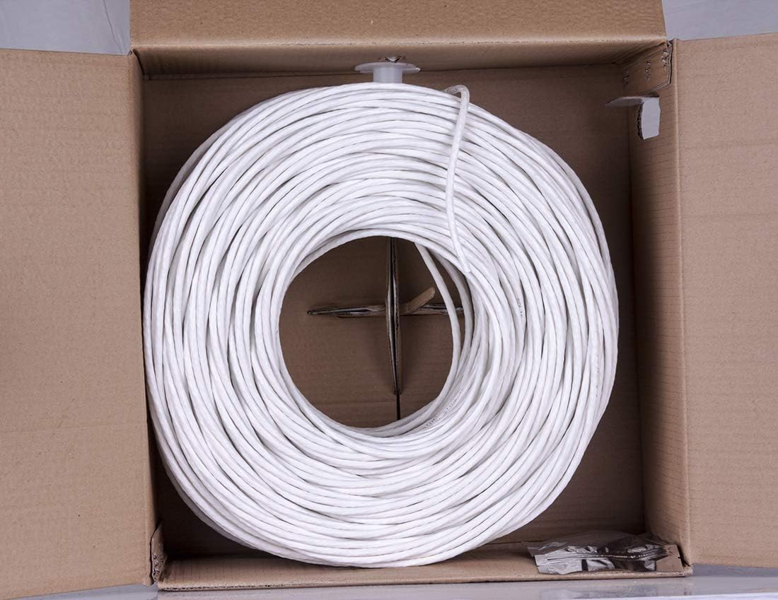 Five Star Cable Cat6 1000 Ft. 23AWG UTP Bulk Internet PVC Wire Category 6 Ethernet Cable – White