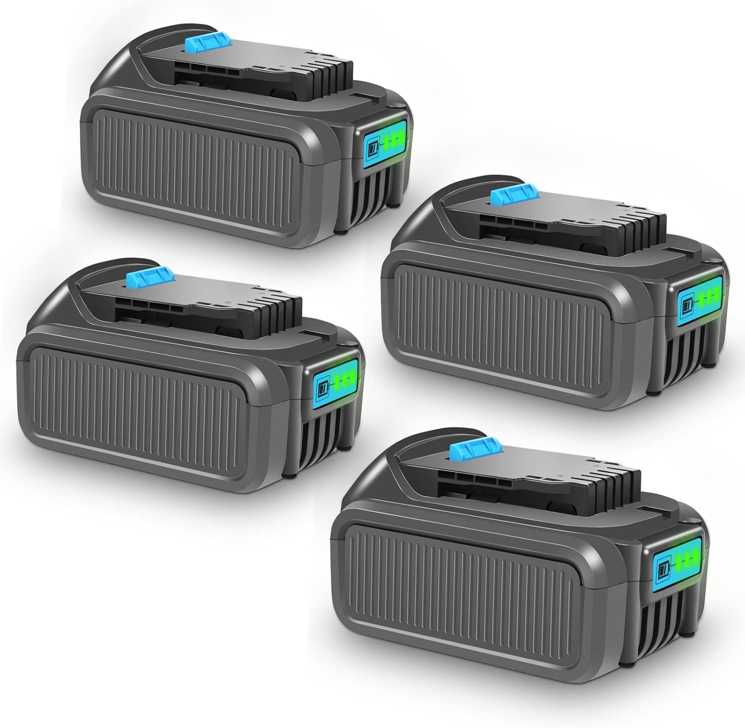 APTOOLER 4 Packs 6000mAh Compatible with Dewalt 20V Battery DCB206 DCB205 DCB204 with Ultra High Capcaity and Charging LED Light Replcement for Dewalt 20 Volt Batteries(Grey)