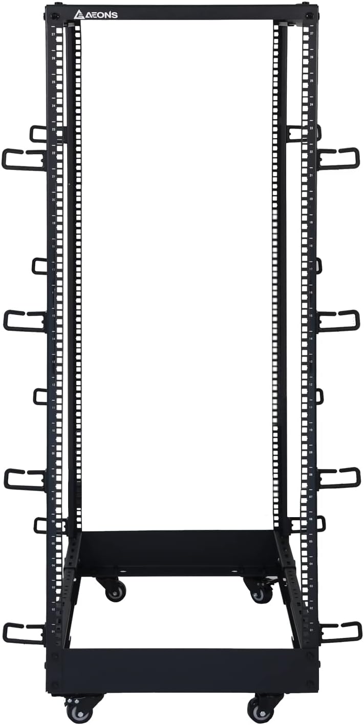 AEONS 22U 4-Post IT Open Frame 19 Inch Depth-Adjustable Rack