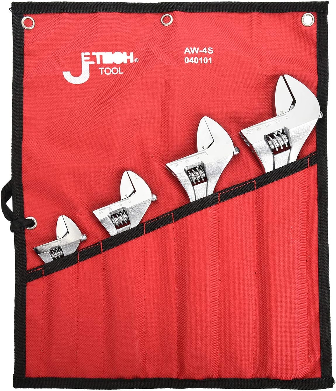Jetech 4PCS Adjustable Wrench Set, Industry Grade Heavy Duty Shifter Spanners with Wide Caliber Opening, Roll-up Storage Pouch, Size Includes 6 Inch, 8 Inch, 10 Inch, 12 Inch Pack of 2
