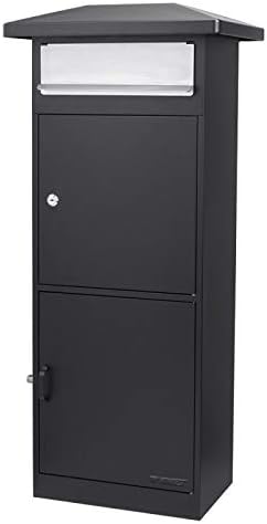Steel Freestanding Parcel Drop Mail Box with Lockable Compartment, Black