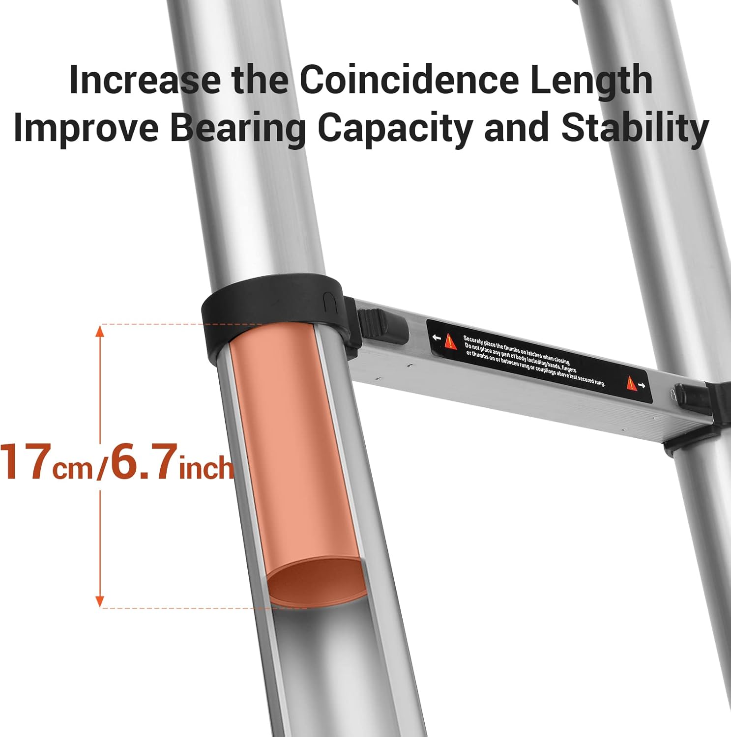 ALPURLAD Telescoping Ladder 12.5FT Aluminum Extension Ladders Lightweight Collapsible Ladder Telescopic Ladders for RV, Loft, Attic, Home, 330lbs Capacity