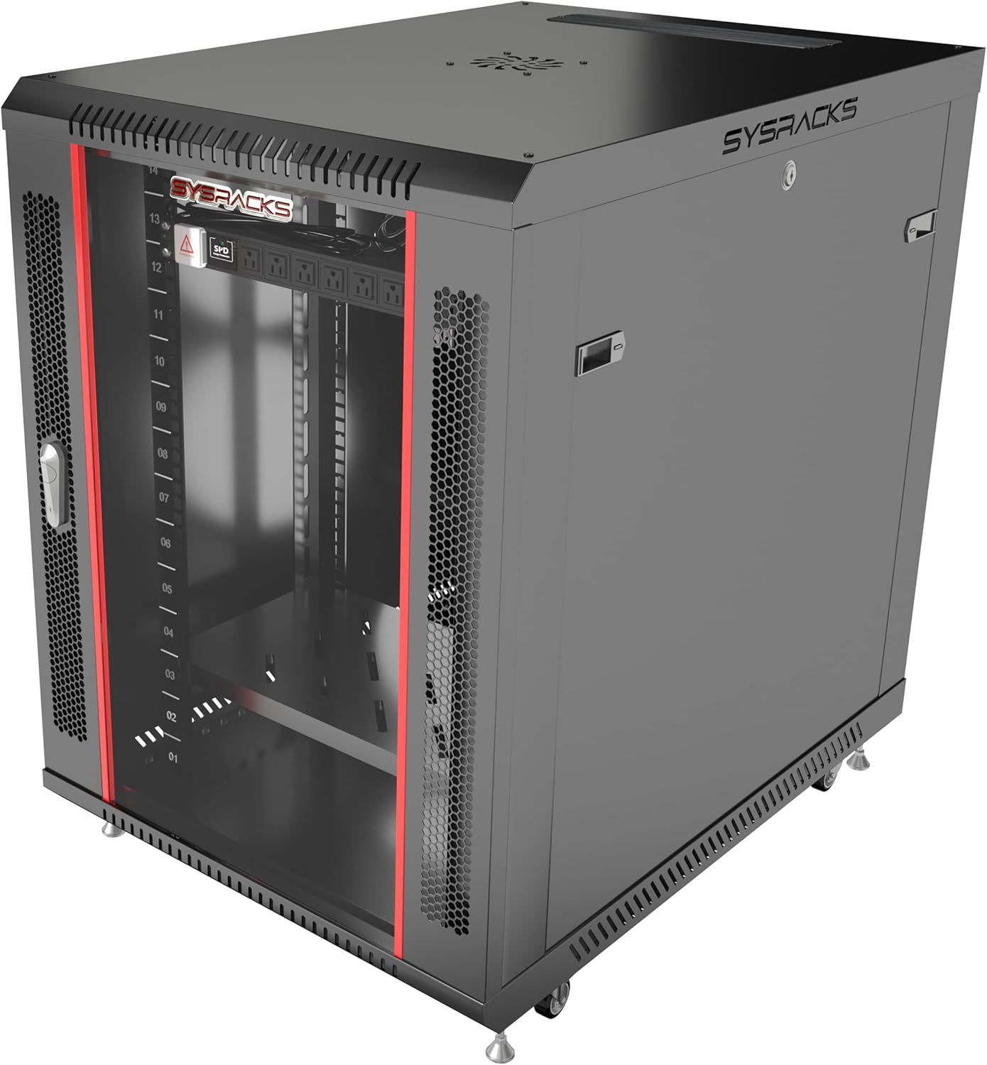 Sysracks 15U 35 Inch Depth Server Rack Cabinet Enclosure Fully Equipped for Server Equipment Fully Lockable Network IT 19 Inch Enclosure Box