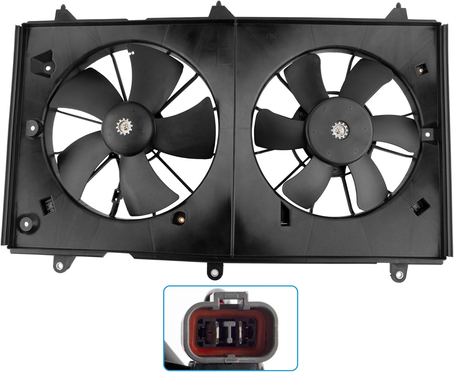 BOXI 620-225 Dual Radiator Condenser Cooling Fan Motor Compatible with 2003 2004 2005 2006 2007 Honda Accord EX LX DX 2.4L (4Cyl, Manual/Automatic Transmission) Replaces 19015RAAA01