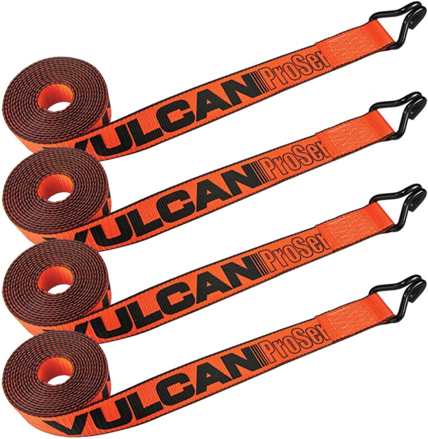 VULCAN Winch Strap with Heavy Wire Hook - 2 Inch x 15 Foot - 4 Pack - PROSeries - 3,300 Pound Safe Working Load Pack of 2