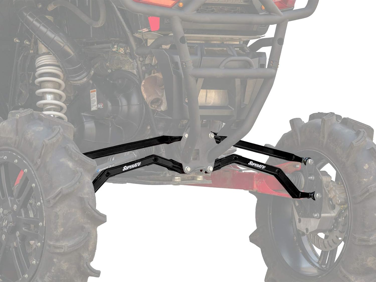 SuperATV Heavy-Duty High Clearance Boxed Rear Radius Arms/Rods for 2014+ Polaris RZR XP 1000 / XP 4 1000 | Red | 4 Times Stronger Than Stock! | Will Not Fit With Polaris Rear Bumpers