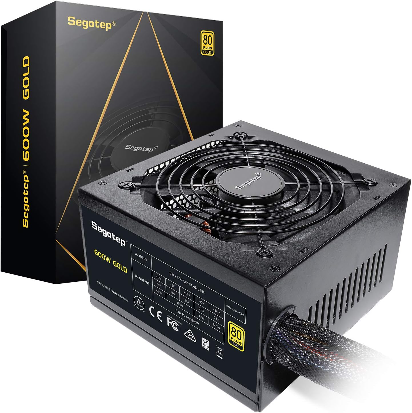 Segotep 650W SFX Power Supply 80+ Gold Efficiency Fully Modular PSU SFX Form Factor with Silent 80mm FDB Fan