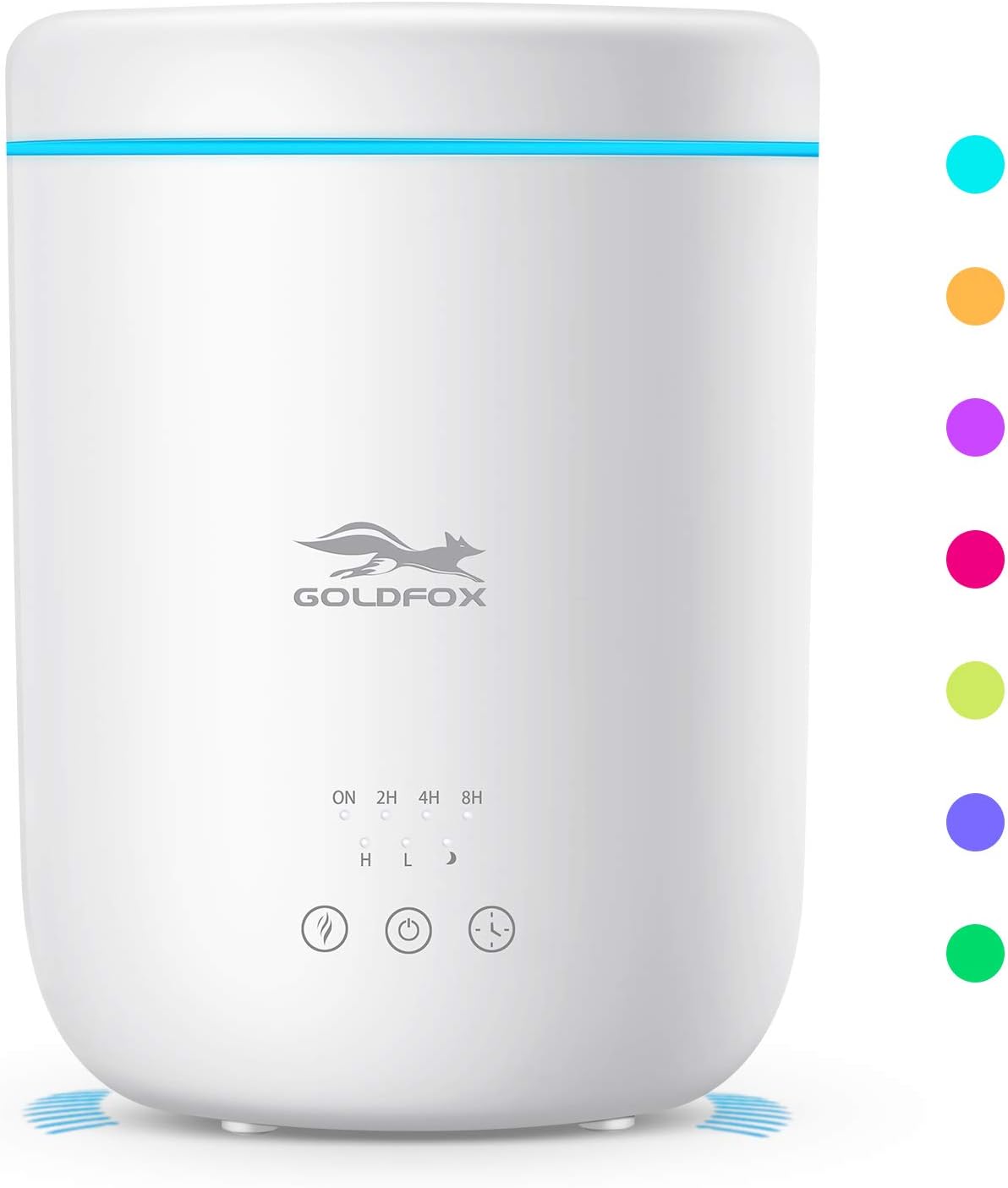 GoldFox Humidifiers for Bedroom, 2.2L Cool Mist Humidifiers for Bedroom Essential Oil Difuser Humidifier with Ambient Light for Home Office, Quiet and Automatic Safety Shut-Off Pack of 2