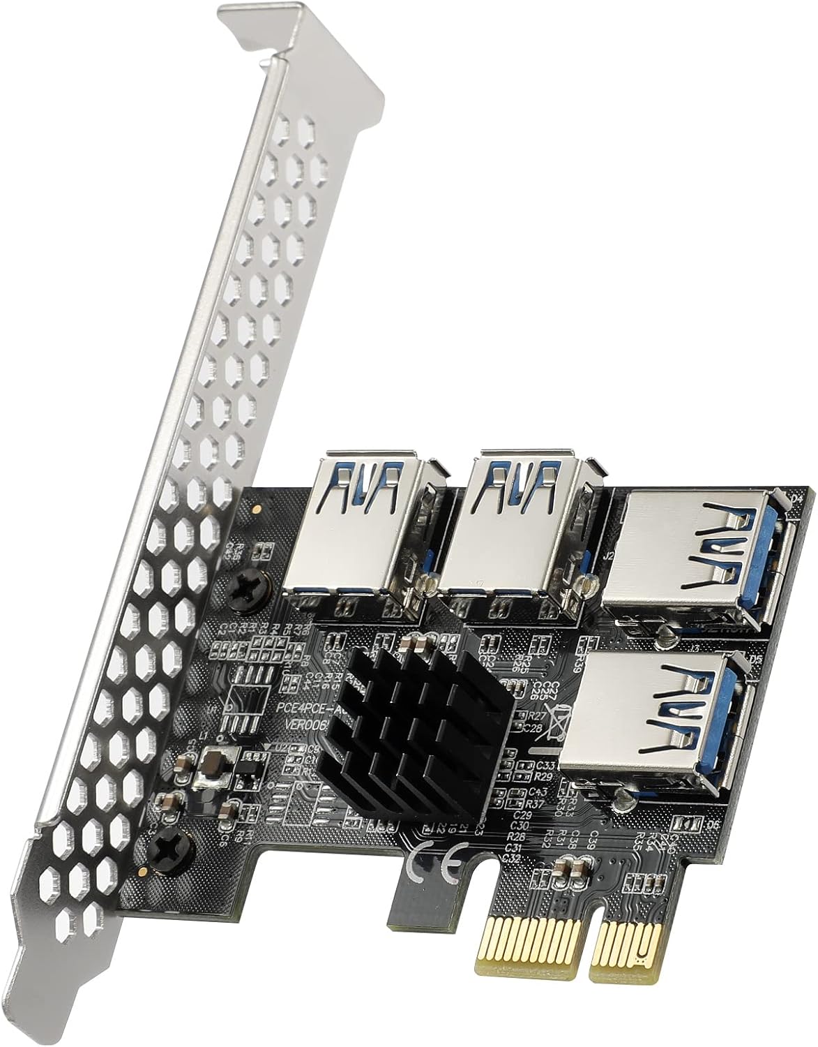 YUNKOZAND PCIE Riser 10 Solid Capacitors,GPU Riser for ETH/GPU Mining,with RGB Colorful LED Light & 60cm USB 3.0 Extension Cable(V009s Plus 6 Pack) Pack of 2