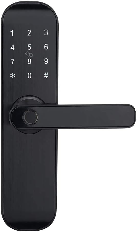 HENYIN Bluetooth Digital Lock, Unlock with Code,Card,Fingerprint,App &Key (Work with Alexa)) (Right Hand)
