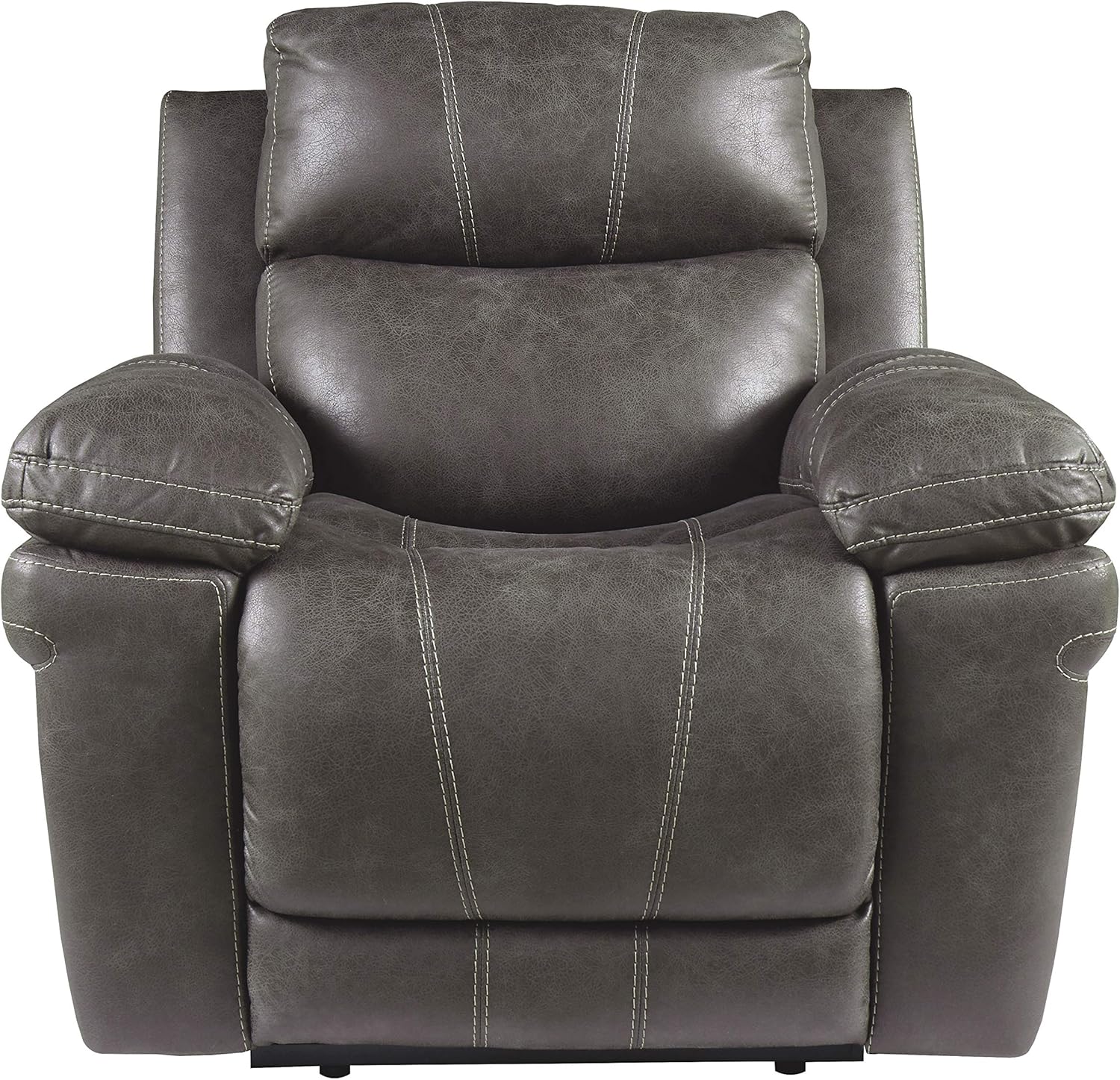 Signature Design by Ashley Erlangen Faux Leather Power Recliner with Adjustable Headrest & USB Charging Port, Gray