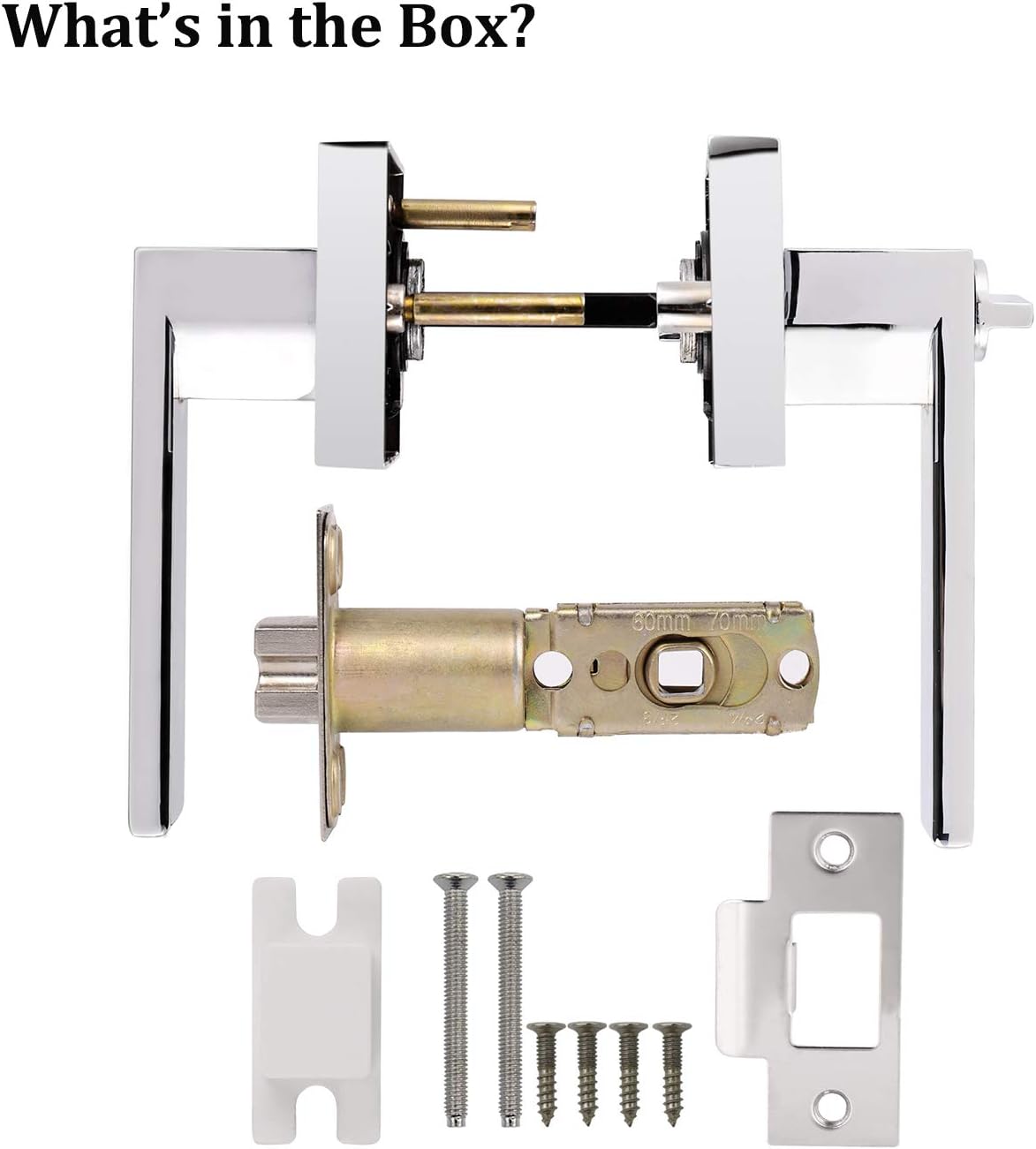 Gobrico Polished Chrome Bed/Bath Levers Square Privacy Locks 5 Pack