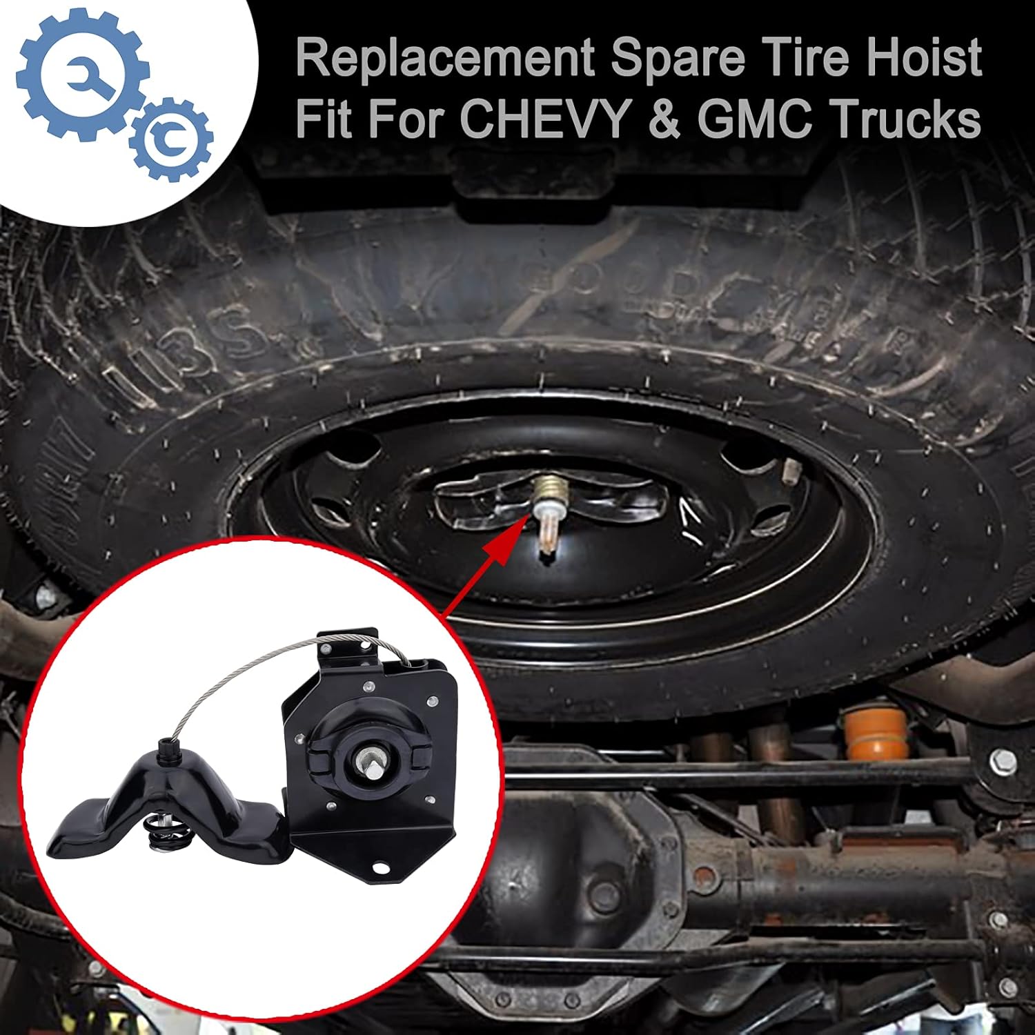 ONER AUTO PARTS Spare Tire Hoist,Spare Tire Win Carrier Hoist Assembly,Compatible With CHEVY GMC- 2003-2010 Sierra 2500 HD,Silverado 2500 HD,2003-2010 Silverado 3500 And more,Replace,19371173 924-502 Pack of 2