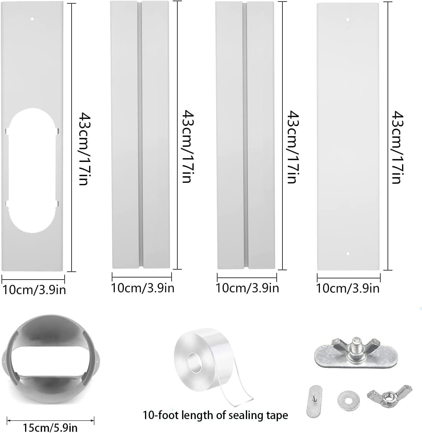 FFXWTSF Portable Air Conditioner Window Kit with 5.9” Exhaust Hose, Adjustable Universal Window Seal for AC Unit Pack of 2
