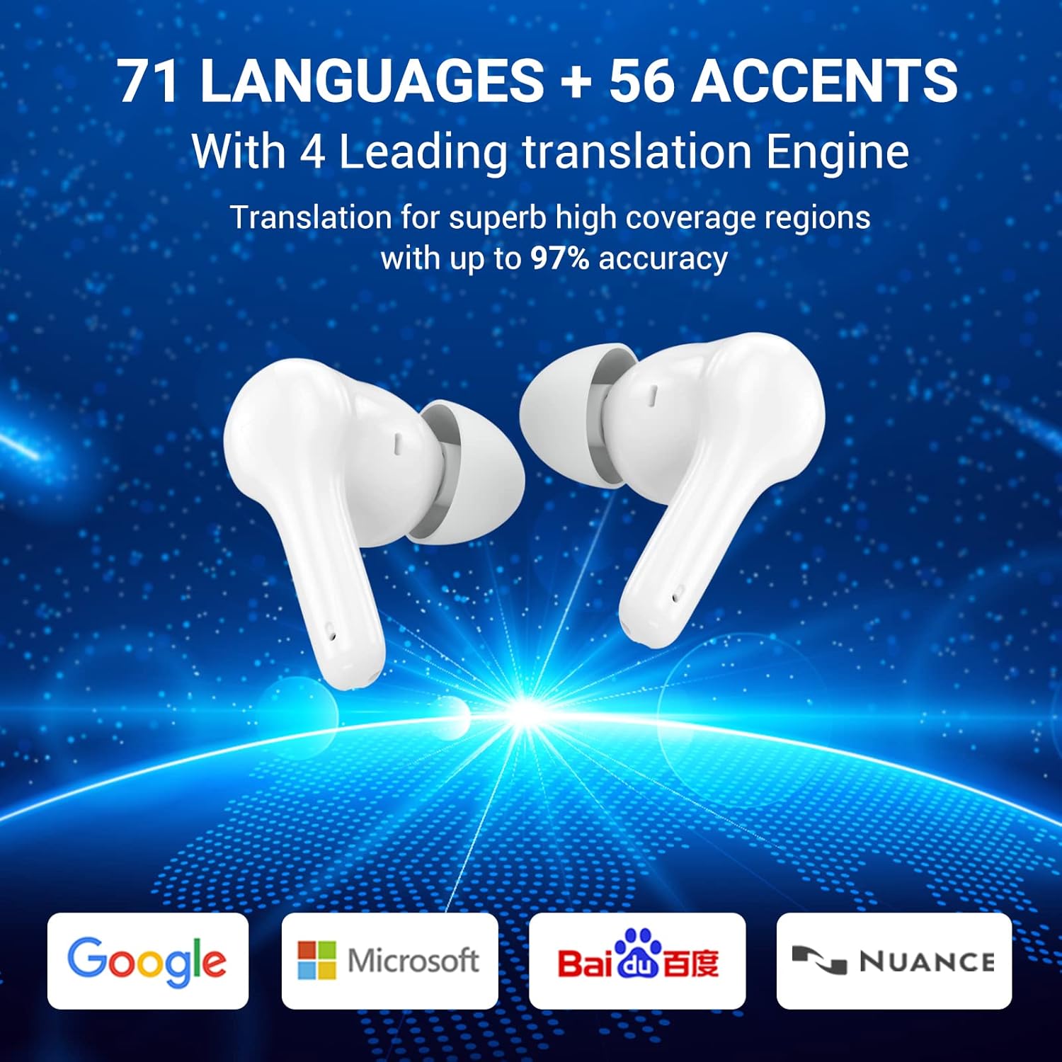 Xupurtlk Language Translator Earbuds 71 Language & 56 Accents Instant Voice Language Translator with Bluetooth & APP for Translating and Music and Calls