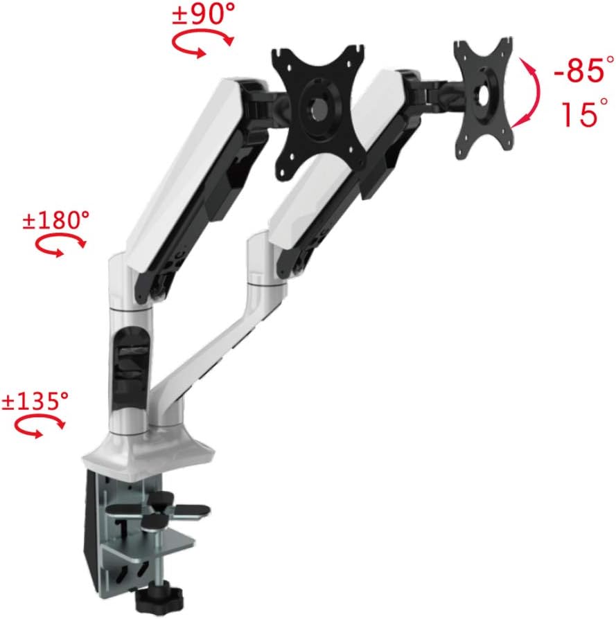 Height Adjustable Full Motion Dual Monitor Desk Mount 17