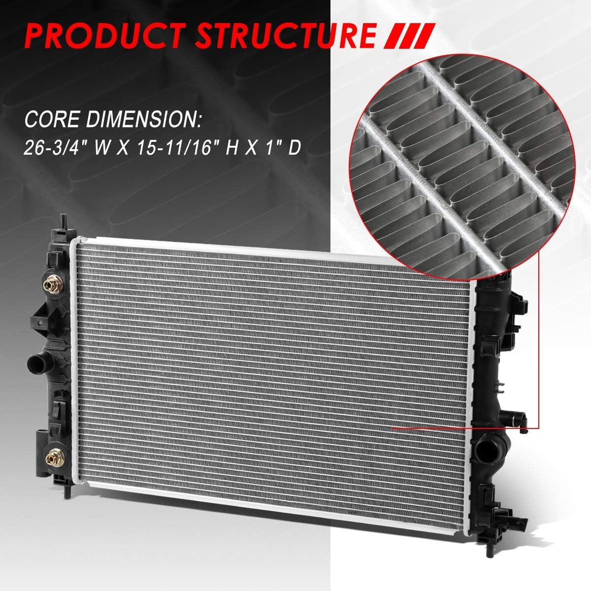 DPI 13197 Factory Style 1-Row Cooling Radiator Compatible with Chevy Cruze (Limited) 1.4L/1.8L AT/MT 11-16, Aluminum Core