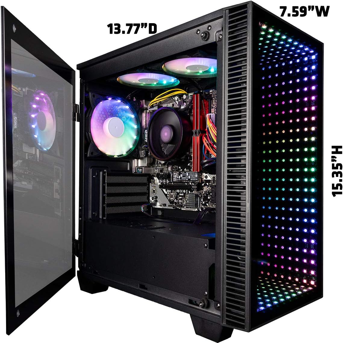 CUK Continuum Micro Gaming PC (No OS, AMD Ryzen 5 PRO 4650G with Radeon Graphics, 16GB RAM, 512GB NVMe SSD + 1TB HDD, 500W PSU, AC WiFi) Gamer Desktop Computer
